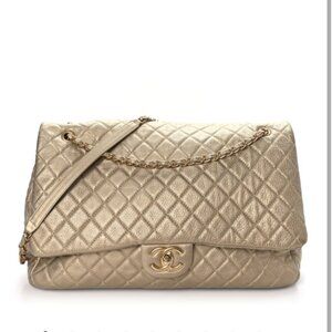 Chanel XXL Travel Flap Bag Metallic Gold Excellent